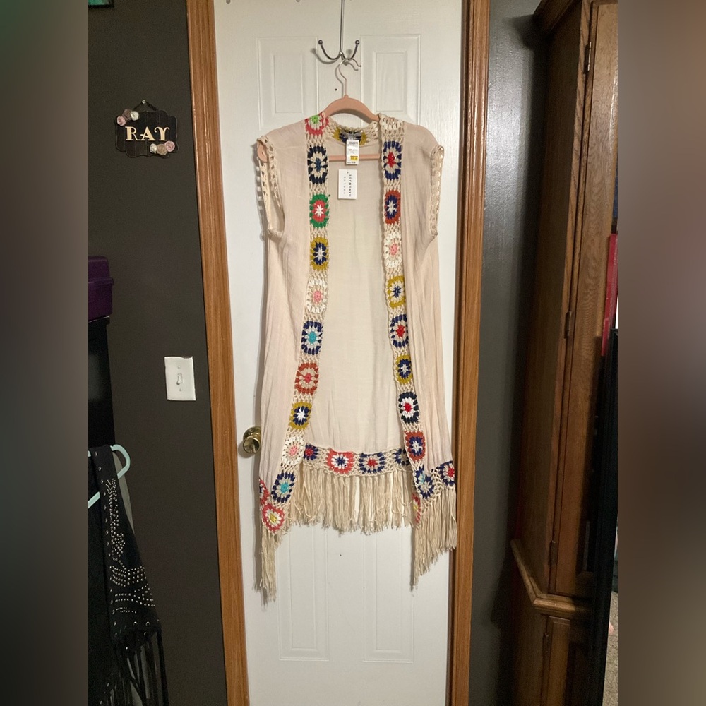 🤍fringe cardigan vest